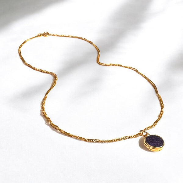 Collier personnalisable Adara en plaqué or et pierre de Sodalite bleue – Maille Singapour - Bijoux MOONSTRA