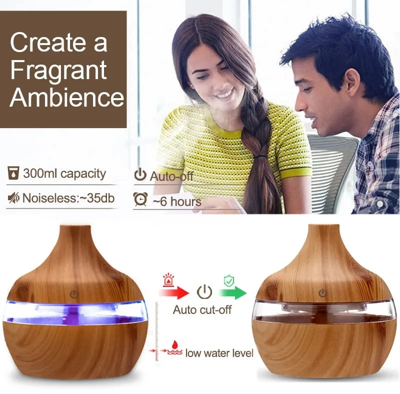 Diffuseur d'huiles essentielles électrique en bois