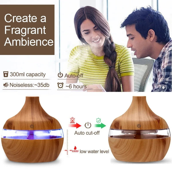 Diffuseur d'huiles essentielles électrique en bois