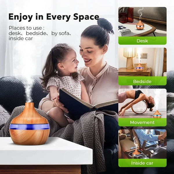 Diffuseur d'huiles essentielles électrique en bois