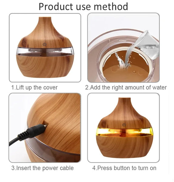 Diffuseur d'huiles essentielles électrique en bois
