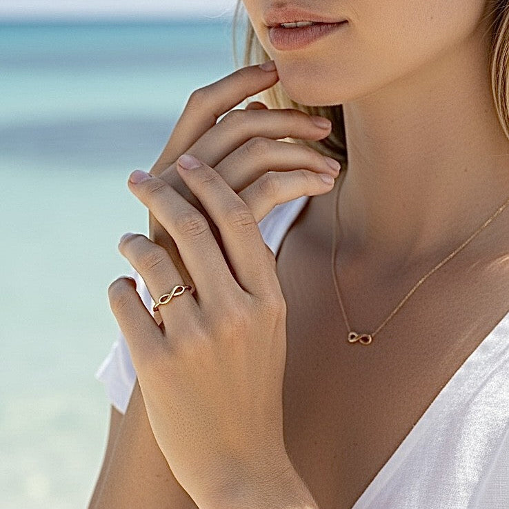 Bague Ananta en plaqué or, infini -  Bijoux MOONSTRA