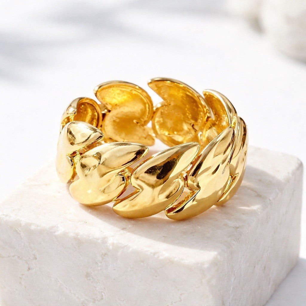Bague Roma en plaqué or à huit godrons -  Bijoux MOONSTRA