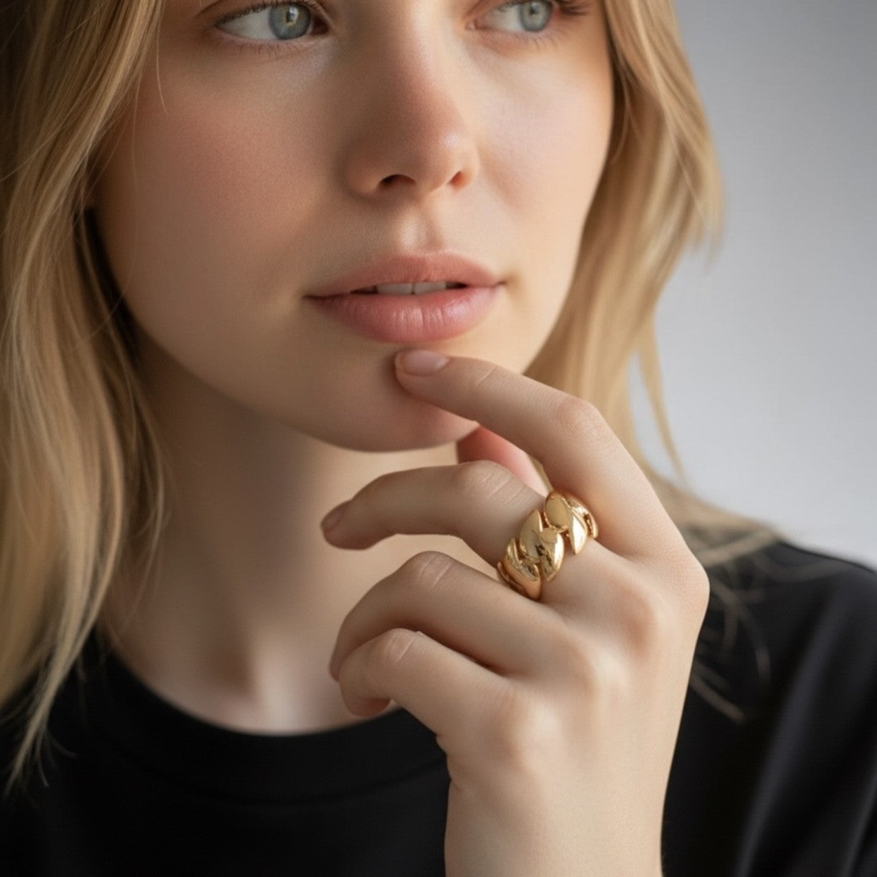 Bague Roma en plaqué or à huit godrons -  Bijoux MOONSTRA