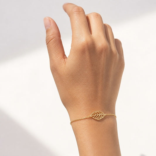 Bracelet Baya en plaqué or - Feuille -  Bijoux MOONSTRA
