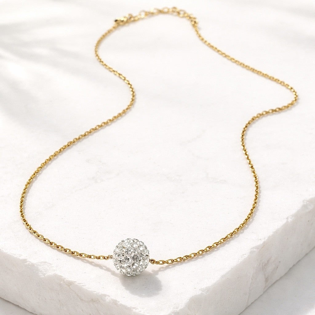 Collier Gloria en plaqué or orné d'une perle de cristal de roche blanc - Bijoux 