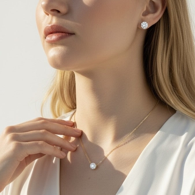 Collier Gloria en plaqué or orné d'une perle de cristal de roche blanc - Bijoux 