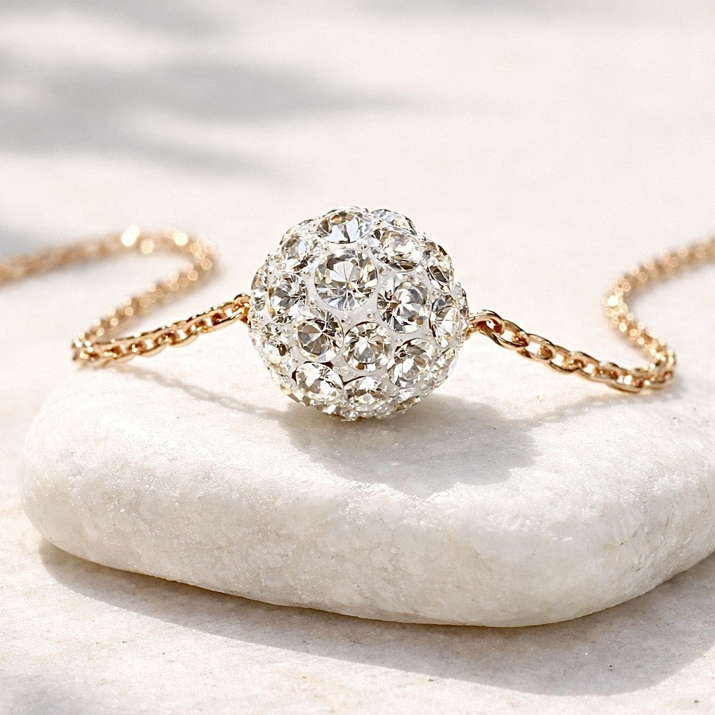 Collier Gloria en plaqué or orné d'une perle de cristal de roche blanc - Bijoux MOONSTRA