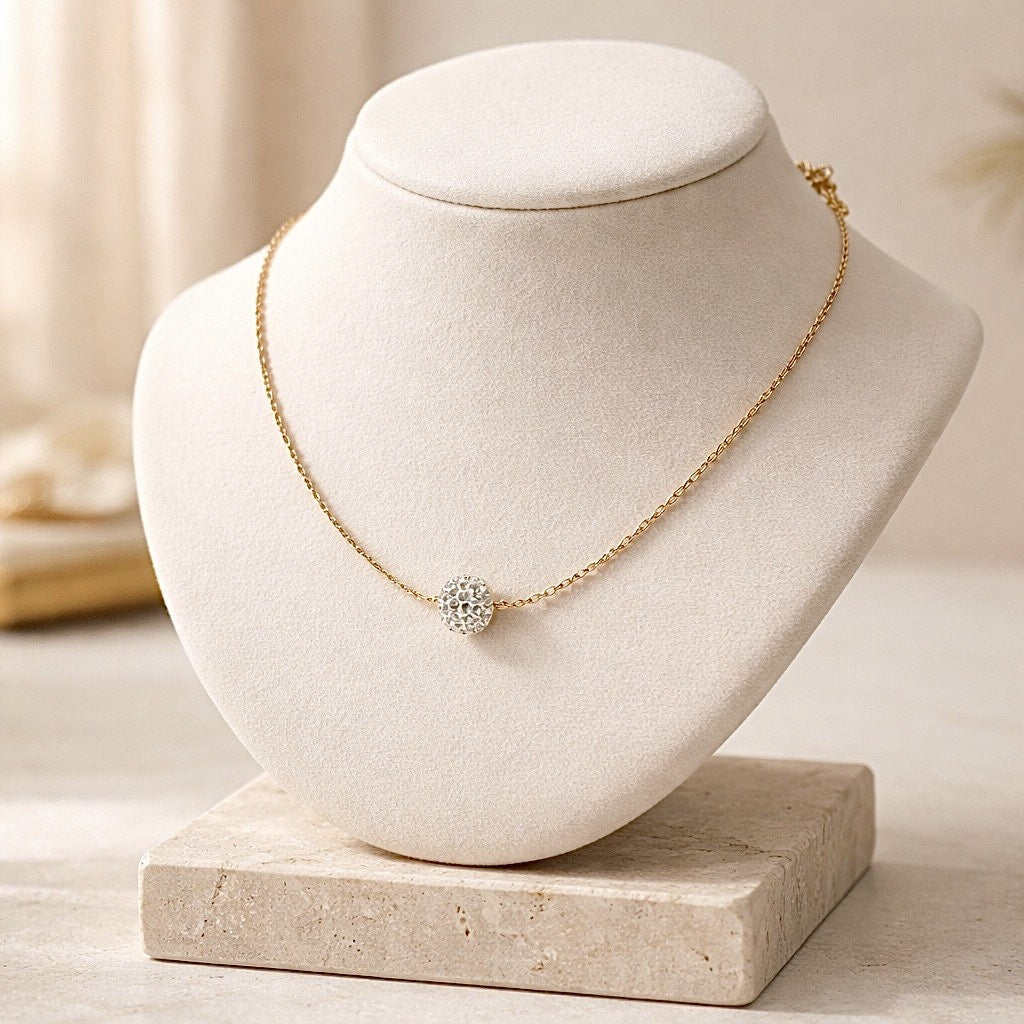 Collier Gloria en plaqué or orné d'une perle de cristal de roche blanc - Bijoux MOONSTRA